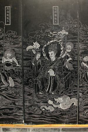 YUTIAN MAY 18ï¼Exquisite statues carved on the black marble in Jijue Temple on may 18, 2014, Yutian county, Hebei Province, China.		
のeditorial素材