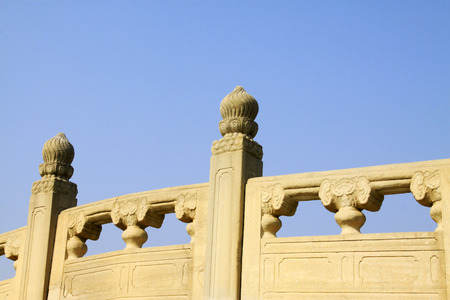 Bridge railings in ancient China, closeup of photoの写真素材