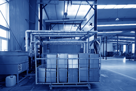 Mechanical equipment and thermal insulation pipe in a production workshop のeditorial素材