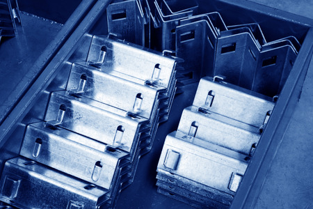 Stainless steel mechanical parts, closeup of photo 