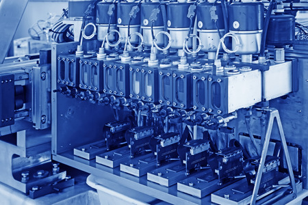 Mechanical equipment on a production line, closeup of photo