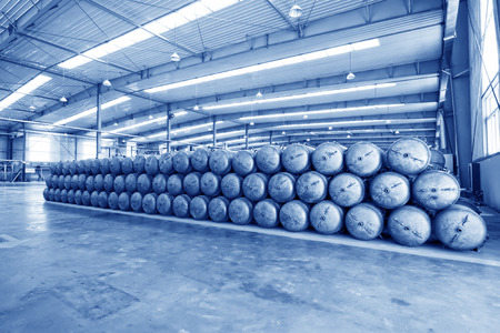 Metal pressure tank piled up together, closeup of photo のeditorial素材