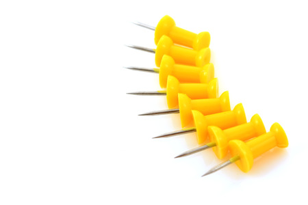 color drawing pin on white backgroundの写真素材