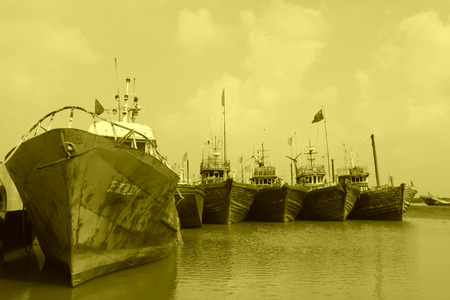 quay ships under the blue sky, north chinaのeditorial素材