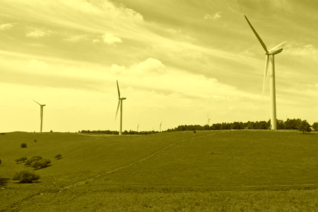 wind power generator on the grassland, Chengde, Hebei Province, north chinaのeditorial素材