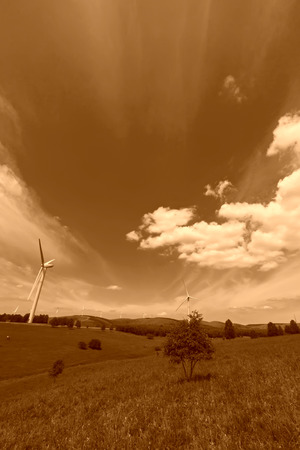 wind power generator on the grassland, Chengde, Hebei Province, north chinaのeditorial素材