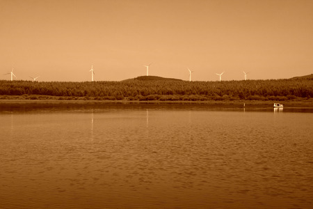 lake and blue sky, beautiful natural scenery in North Chinaの写真素材