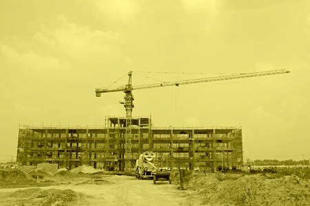 construction site and tower cranes under the skyのeditorial素材