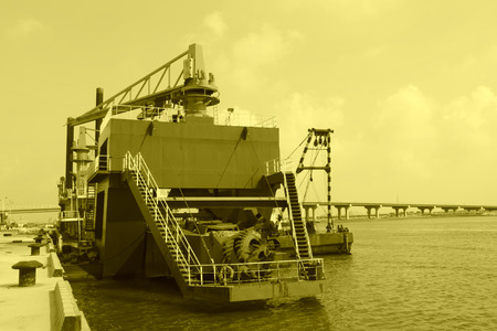 ships moored at the pier in a shipyard, north chinaの写真素材
