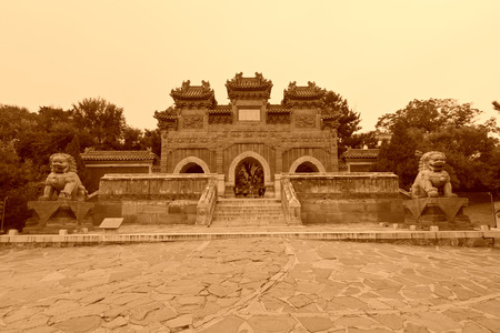 Chinese traditional style building in an ancient garden, north chinaのeditorial素材