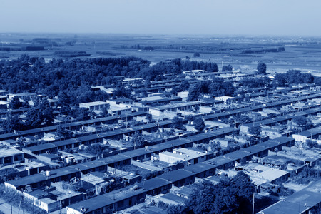 from a height overlooking the small cottage in a town, north China.の写真素材