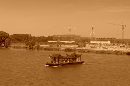 Cruise ships in the river, in North Chinaのeditorial素材