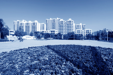 high rise building and garden in a city, north chinaのeditorial素材