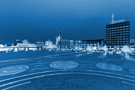 square landscape architecture in Hebei Province, Chinaのeditorial素材