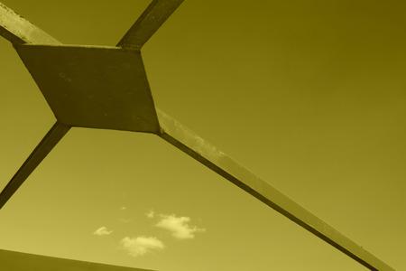 red steel building in the blue sky, at a construction site, north chinaの写真素材