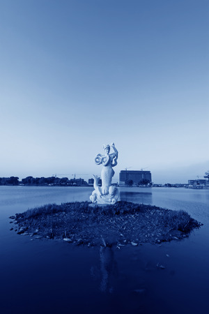 mermaid statue in a park, north chinaの写真素材