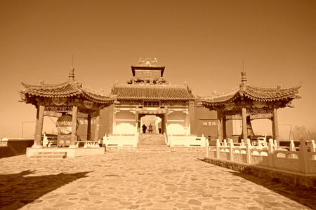 Chinese temple building under the blue skyのeditorial素材