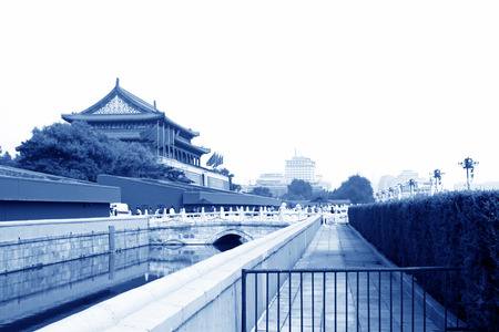 Beijing September 11th: Tiananmen tower and white marble Jinshui bridge in Beijing on September 11, 2011. のeditorial素材