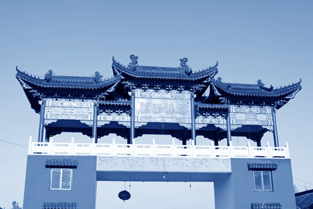 memorial gateway in a scenic area, north chinaの写真素材