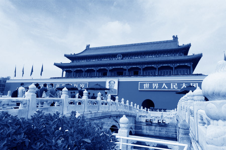 Beijing September 11th: Tiananmen tower and white marble Jinshui bridge in Beijing on September 11, 2011. のeditorial素材