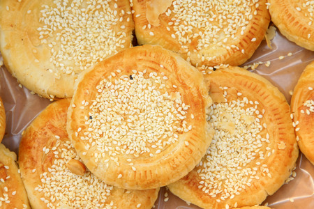 chinese traditional moon cake, closeup of photoの写真素材