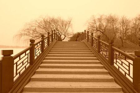 bridge architecture scenery on the Old summer palace ruins park, Beijing, Chinaのeditorial素材