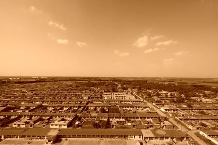 village panorama, overlooking cottage in the country, in Chinaの写真素材