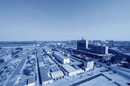 city panorama, overlooking cottage in the city, in Chinaのeditorial素材