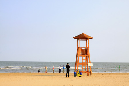 watchtower on the beach, closeup of photoのeditorial素材
