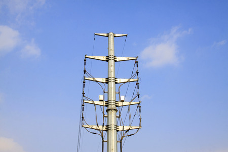 high voltage electric power steel tube tower under sky, north china