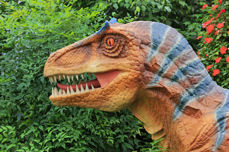 BEIJING - OCTOBER 23: Dinosaur model in a park, on october 23, 2014, Beijing, China.のeditorial素材
