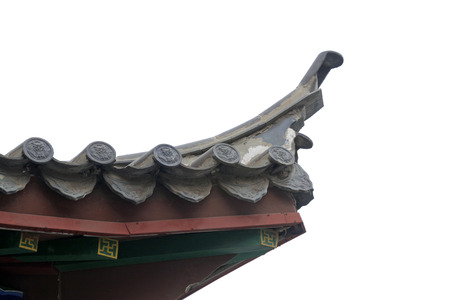 Chinese traditional style eaves, closeup of photo