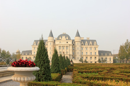 BEIJING - OCTOBER 23: Europe type style landscape architecture in a park, on october 23, 2014, Beijing, China.のeditorial素材