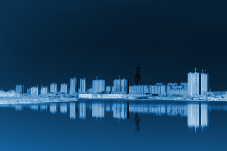 buildings near the river, beautiful city landscape, north china