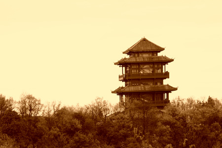 Zhangjiajie City, April 13: TianZi Pavilion building landscape on April 13, 2012, Zhangjiajie City, Hunan, Chinaのeditorial素材