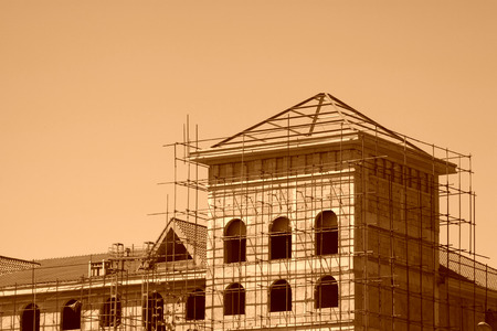 unfinished building under the blue sky, north chinaのeditorial素材