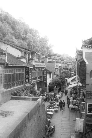 Phoenix County, April 15: Commercial Street Landscape Architecture on April 15, 2012, Phoenix County, Hunan Province, Chinaのeditorial素材