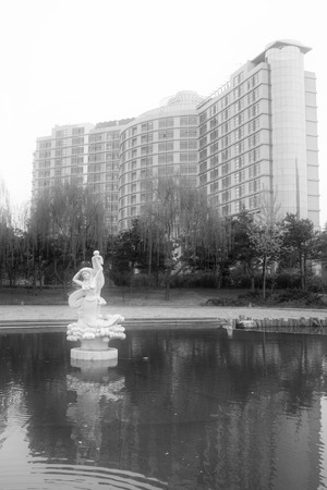 Aries Valley April, High rise buildings and park landscape on April 21, 2012, Qian\'an city, Hebei Province, Chinaのeditorial素材