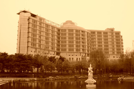 Aries Valley April 21, High rise buildings and park landscape on April 21, 2012, Qian\'an city, Hebei Province, Chinaのeditorial素材