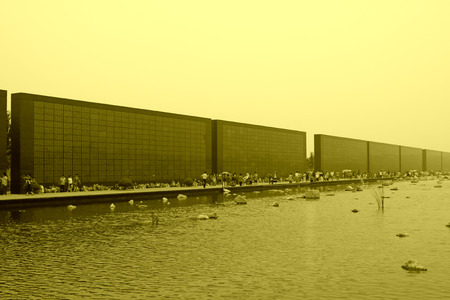 Tangshan City, July 28: People mourning to the name of relatives died in the earthquake, before the Tangshan Earthquake Memorial Wall on July 28, 2012, Tangshan City, Hebei Province, China.のeditorial素材