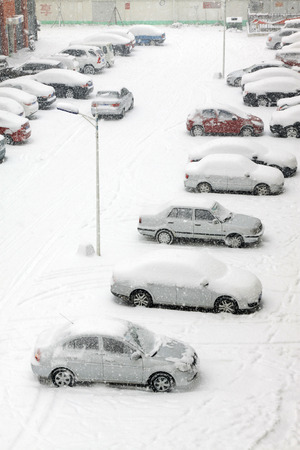 cars in the snow, closeup of photoのeditorial素材