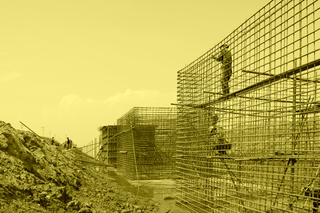 Sea water retaining engineering construction site, northern chinaのeditorial素材