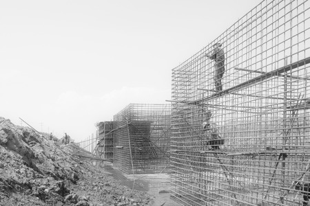 Sea water retaining engineering construction site, northern chinaのeditorial素材