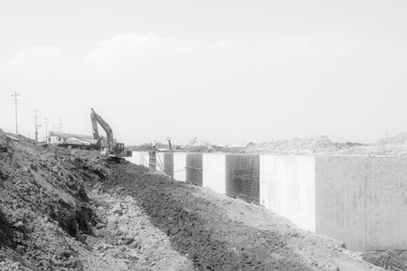 Sea water retaining engineering construction site, northern chinaのeditorial素材