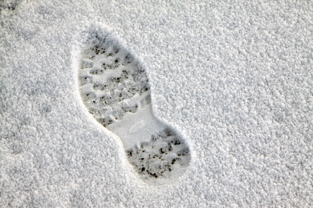 footprints in the snow, closeup of photo