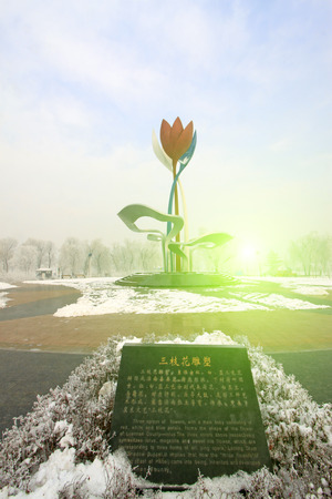 City sculptures in a park, closeup of photoのeditorial素材