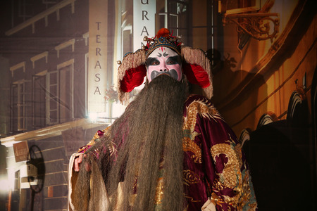 LUANNAN  COUNTY - DECEMBER 13: Chinese traditional PingJu character showing classical costumes, on december 13, 2014, Luannan County, Hebei Province, Chinaのeditorial素材