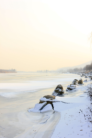 Hebei luanhe river natural scenery in winterの写真素材