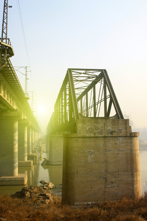Luan River railway bridge, closeup of photoの写真素材