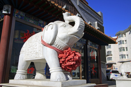 Hohhot City - May 2: Rock carvings elephant in the street, on May 2, 2015, Hohhot, Inner Mongolia autonomous region, Chinaのeditorial素材